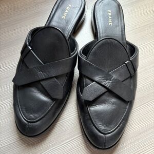 Frame Loafers Mules 8.5 / 40 Le Willoughby Leather Slip On Flats Preppy Black